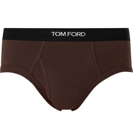 TOM FORD – Stretch-Cotton Briefs – Men – Brown | The Fashionisto