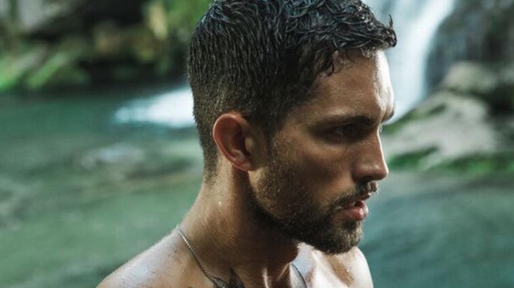 Going shirtless, Tobias Sorensen fronts the Davidoff Run Wild fragrance campaign.