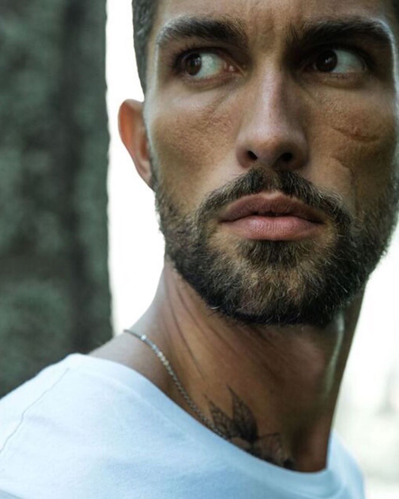 Ready for his close-up, Tobias Sorensen appears in the Davidoff Run Wild fragrance campaign.