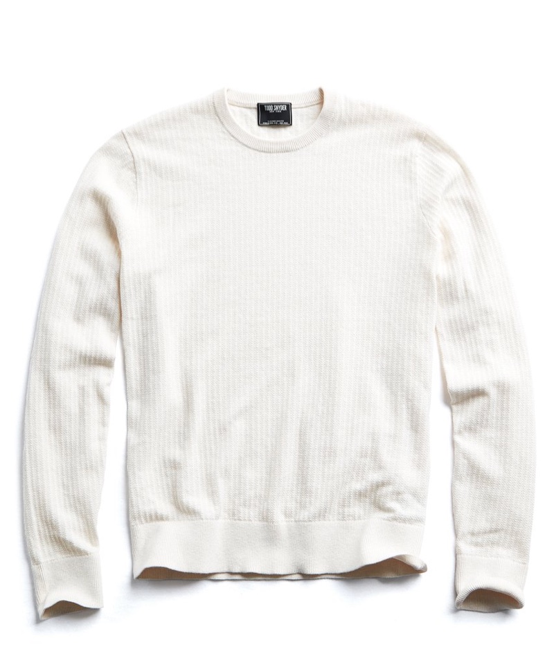 Todd Snyder Cotton Crew Neck in Cream $178