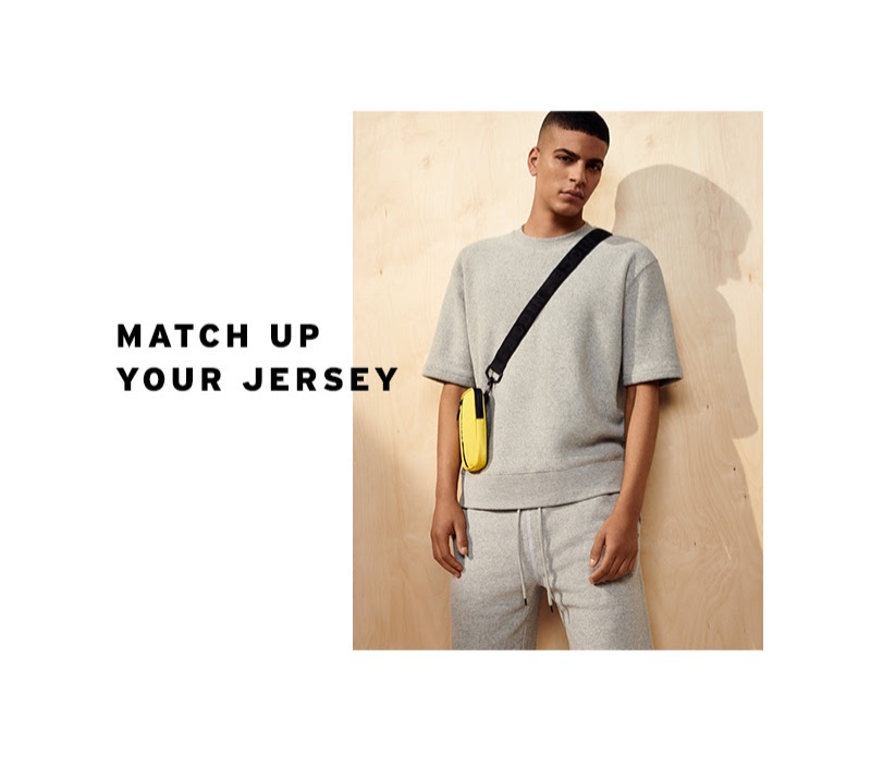 Making a case for grey, Zakaria Khiare sports a Topman toweling sweatshirt and shorts.