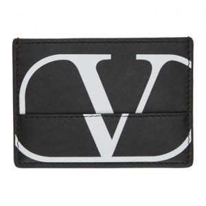 Valentino Black Valentino Garavani Deconstructed VLogo Card Holder Valentino Black Valentino Garavani Deconstructed Go Logo Card Holder