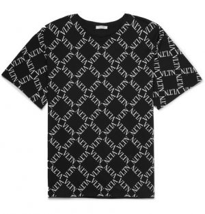 Valentino - Logo-Print Cotton-Jersey T-Shirt - Men - Black Valentino - Logo-Print Cotton-Jersey T-Shirt - Men - Black