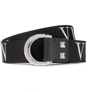 Valentino - Valentino Garavani 3.5cm Black Logo-Jacquard Webbing Belt - Men - Black Valentino - Valentino Garavani 3.5cm Black Logo-Jacquard Webbing Belt - Men - Black