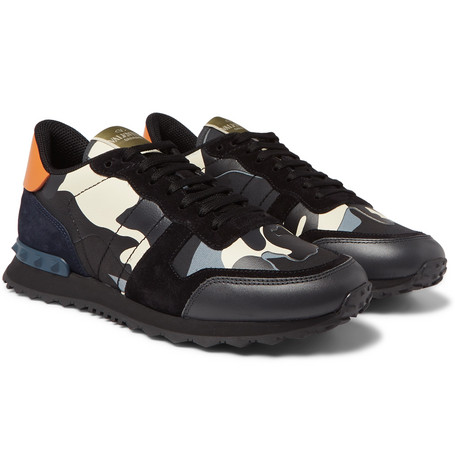 valentino garavani rockrunner camouflage sneakers
