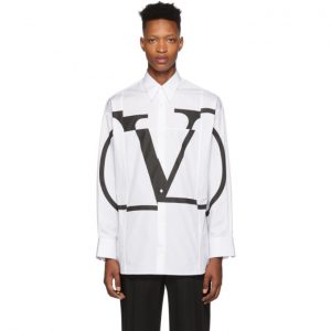 Valentino White Deconstructed VLogo Shirt Valentino White Deconstructed Go Logo Shirt