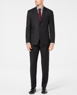 Vince Camuto Men's Slim-Fit Stretch Charcoal Flannel Wool Suit Vince Camuto Men's Slim-Fit Stretch Charcoal Flannel Wool Suit