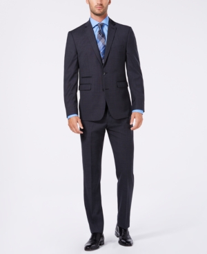 Vince Camuto Men's Slim-Fit Stretch Charcoal Stepweave Wool Suit Vince Camuto Men's Slim-Fit Stretch Charcoal Stepweave Wool Suit