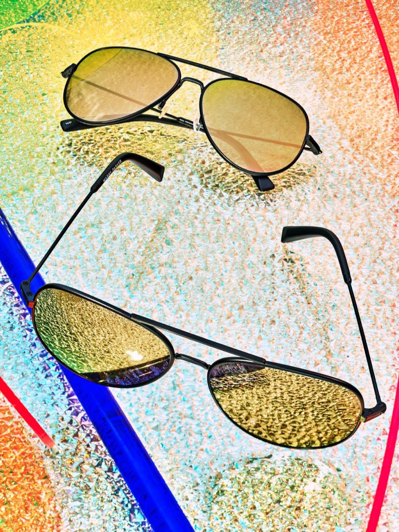 Raider Aviator Sunglasses in Brushed Ink with Flash Gold Lenses from Warby Parker