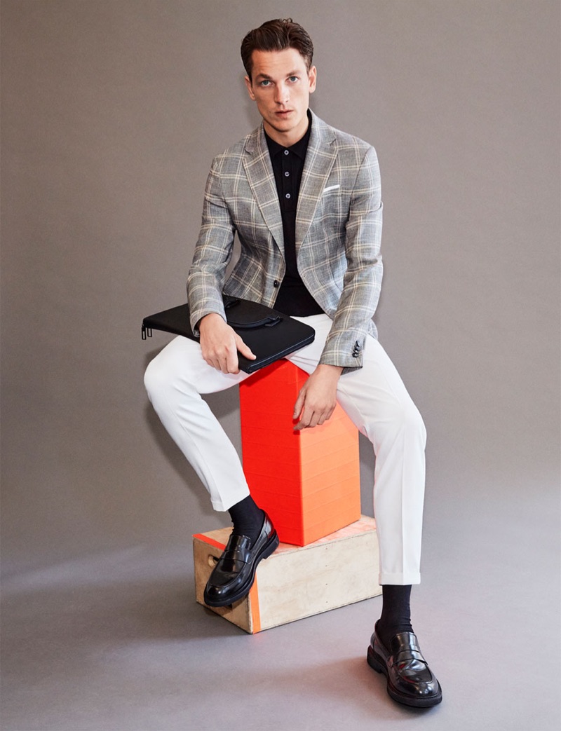 A sharp vision, Hugo Sauzay showcases tailored style by Zara Man.