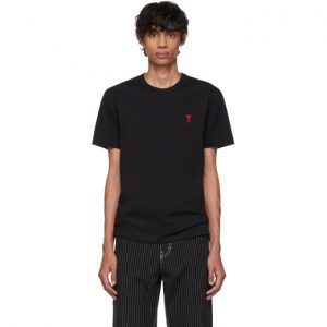 AMI Alexandre Mattiussi Black Ami De Coeur T-Shirt AMI Alexandre Mattiussi Black Ami De Coeur T-Shirt