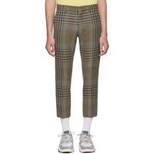 AMI Alexandre Mattiussi Black and Beige Checkered Cropped Trousers AMI Alexandre Mattiussi Black and Beige Checkered Cropped Trousers