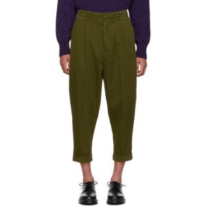 AMI Alexandre Mattiussi Green Oversized Carrot Trousers AMI Alexandre Mattiussi Green Oversized Carrot Trousers