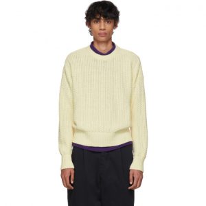AMI Alexandre Mattiussi Off-White Basket Weave Sweater AMI Alexandre Mattiussi Off-White Basket Weave Sweater
