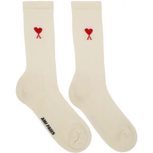 AMI Alexandre Mattiussi Off-White Logo Socks AMI Alexandre Mattiussi Off-White Logo Socks