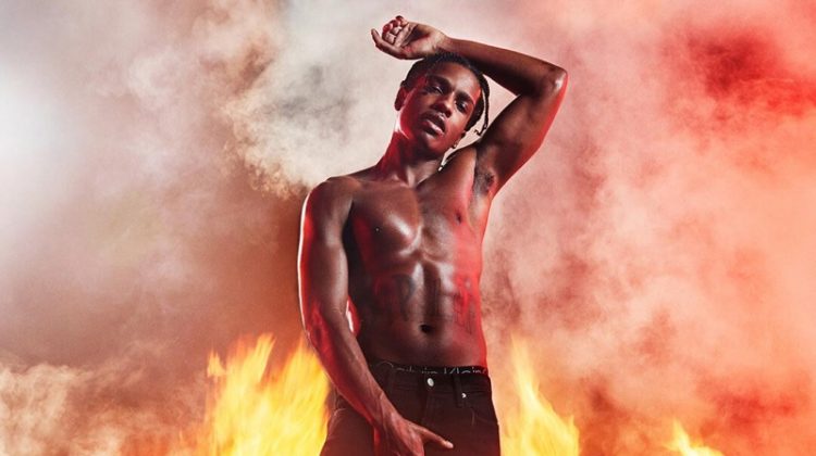 A$AP Rocky goes shirtless for Calvin Klein's #MYCALVINS' spring-summer 2019 campaign.