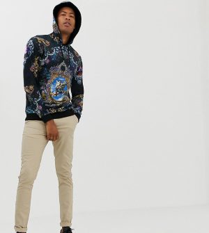 ASOS DESIGN Tall hoodie in velour with baroque print - Multi ASOS DESIGN Tall hoodie in velour with baroque print - Multi