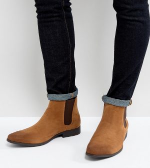 ASOS DESIGN Wide Fit chelsea boots in tan faux suede - Tan ASOS DESIGN Wide Fit chelsea boots in tan faux suede - Tan