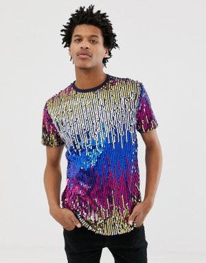 ASOS DESIGN relaxed t-shirt with mutli-colored sequins - Multi ASOS DESIGN relaxed t-shirt with mutli-colored sequins - Multi