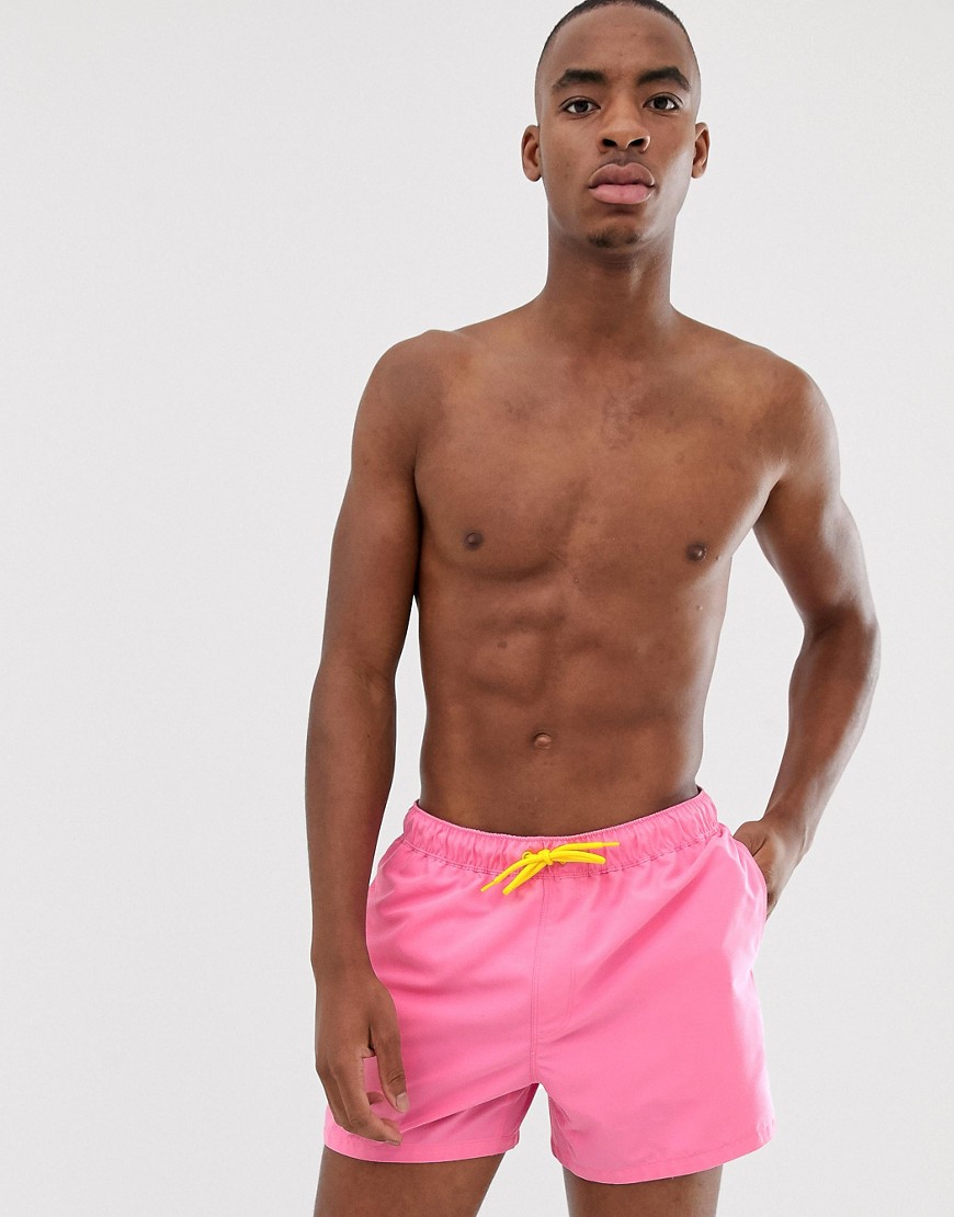 ASOS DESIGN swim shorts in pale pink in short length – Pink | The ...