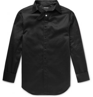 Balenciaga - Oversized Printed Cotton-Satin Shirt - Men - Black Balenciaga - Oversized Printed Cotton-Satin Shirt - Men - Black