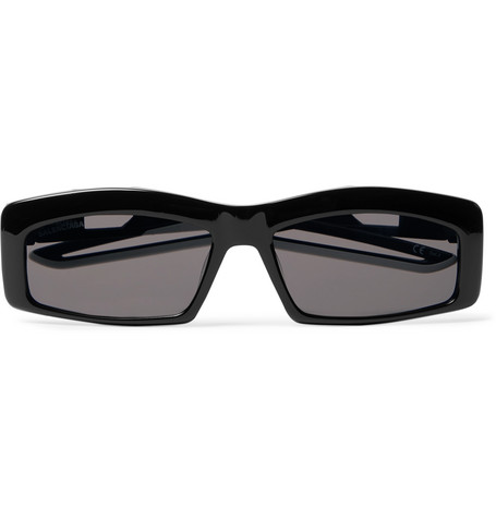 balenciaga rectangle acetate trimmed sunglasses rubber frame