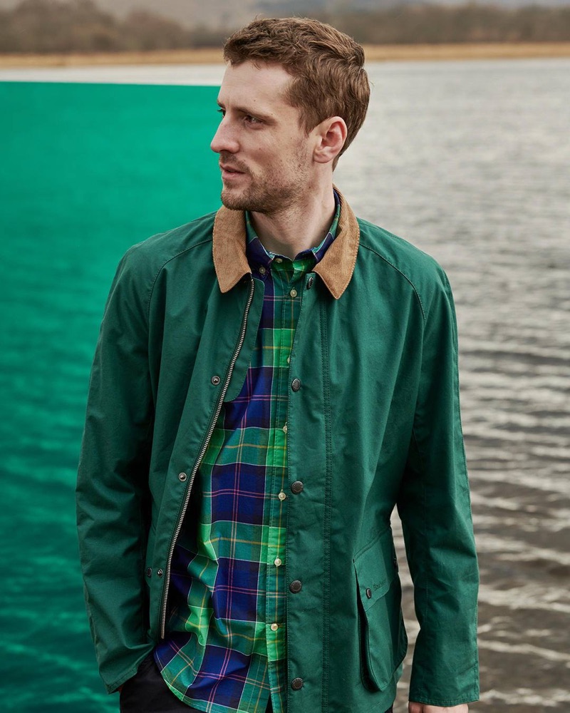 Embracing green and blue, George Barnett sports a shirt from Barbour's Pop Tartan collection.