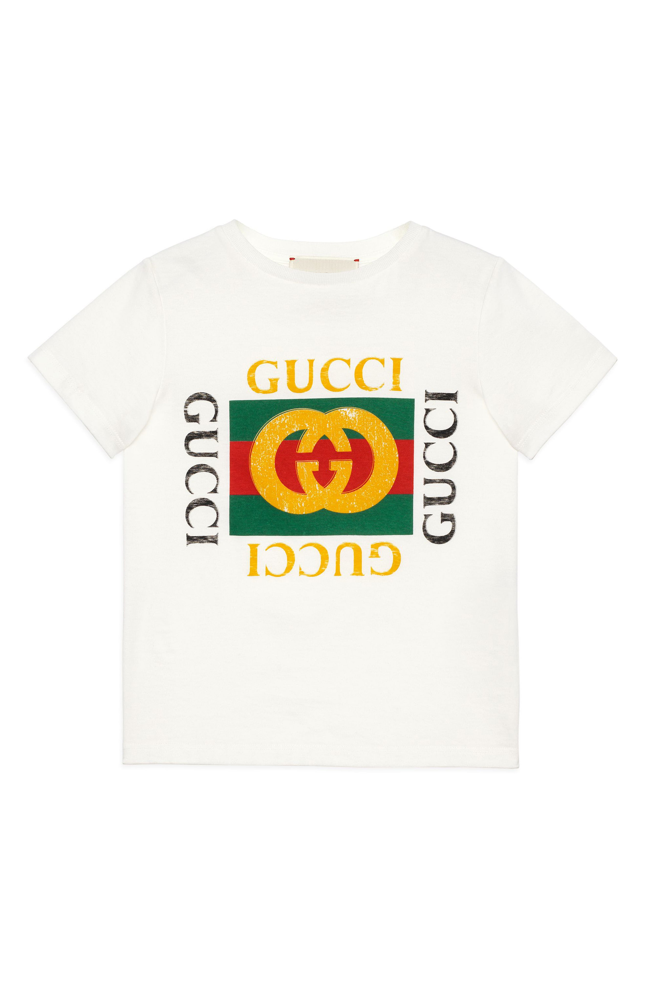 Boy’s Gucci Logo Graphic T-Shirt, Size 4Y – White | The Fashionisto