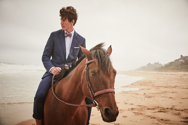 A dapper vision, Oriol Elcacho stars in Brooks Brothers' summer 2019 campaign.