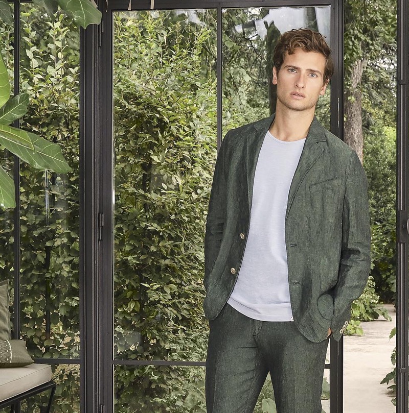 British model Tom Warren fronts Brooksfield's spring-summer 2019 campaign.