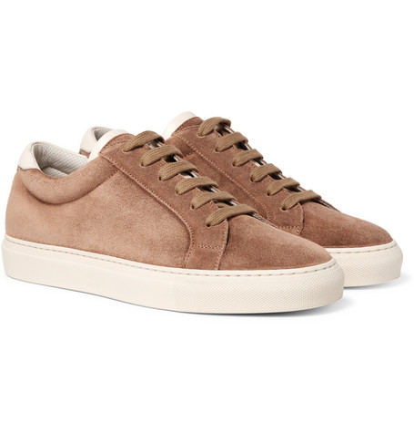 brunello cucinelli trimmed suede sneakers leather brown