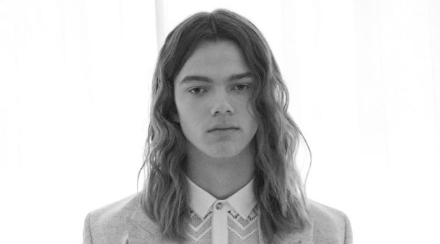 Modelwerk's Cedrik Schmidt is Fresh-Faced in New Portraits Front and center, Cedrik Schmidt appears in a black and white image.
