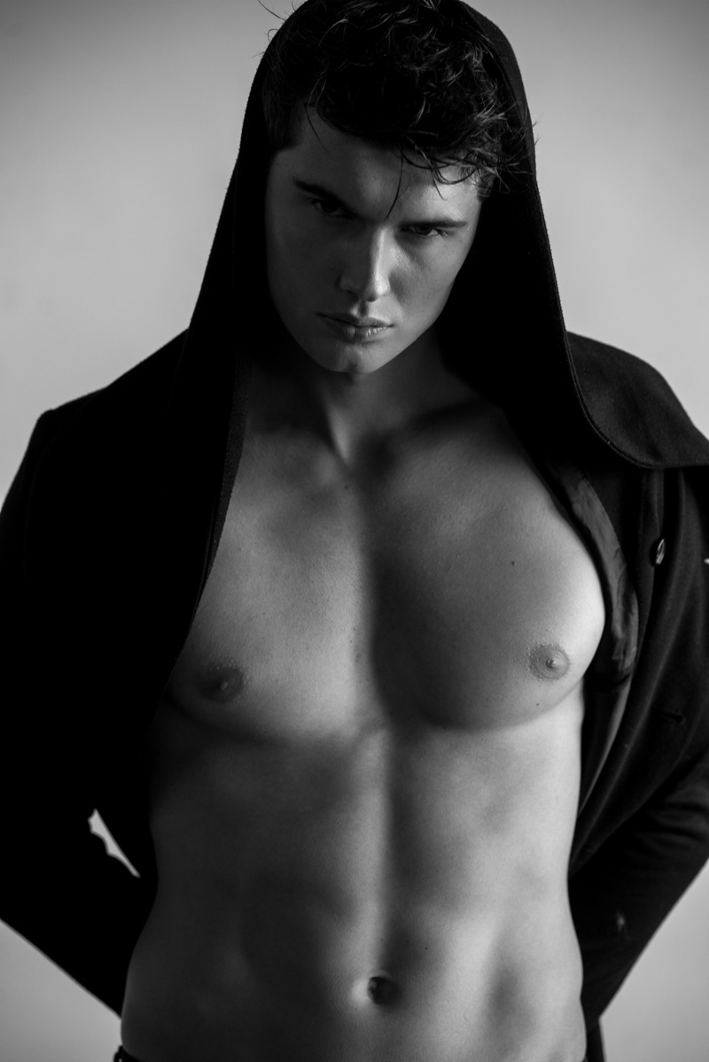 Lukas wears hooded top Chris Diaz.