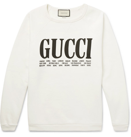 Gucci – Printed Cotton-Jersey Sweatshirt – Men – White | The Fashionisto