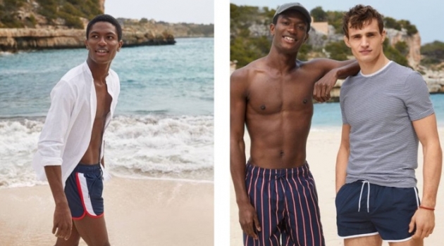 Hamid Onifade & Julian Schneyder Are Vacation-Ready in H&M Swimwear Models Hamid Onifade and Julian Schneyder sport swimwear from H&M.