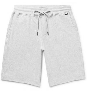Hanro - Mélange Fleece-Back Stretch-Cotton Jersey Drawstring Shorts - Men - Gray Hanro - Mélange Fleece-Back Stretch-Cotton Jersey Drawstring Shorts - Men - Gray