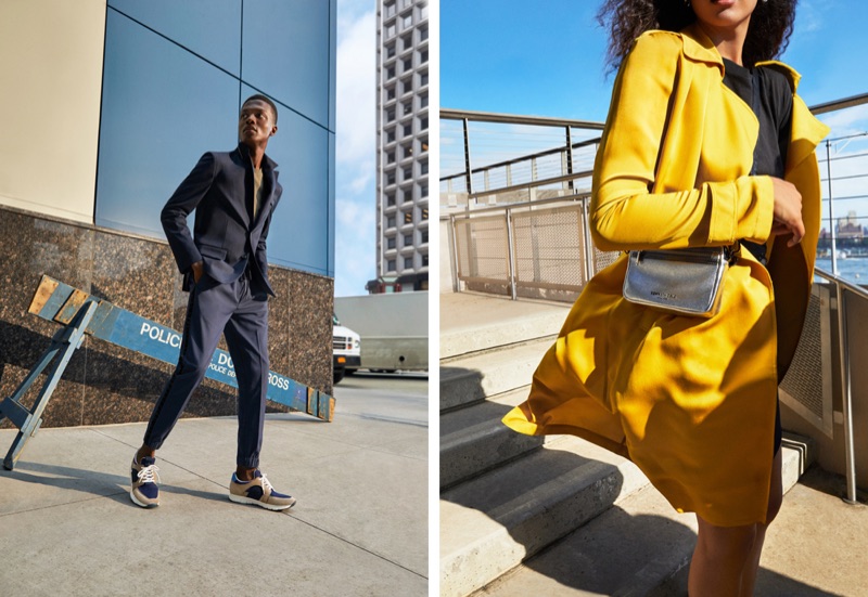 Wearing contemporary style, Jubril Oyedeji and Kiran Kandola front Kenneth Cole's spring-summer 2019 campaign.