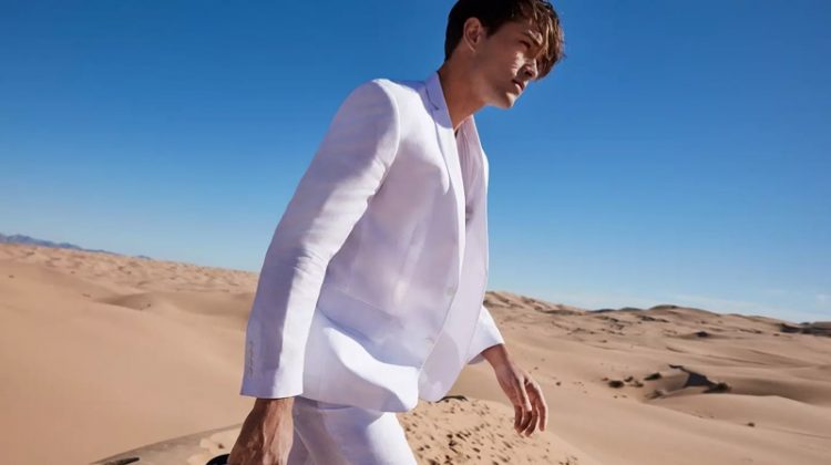 A vision in white, Francisco Lachowski wears a Lauren by Ralph Lauren linen sport coat $124.99 and dress pants $59.99.