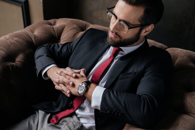 Man Suit Glasses Indoors
