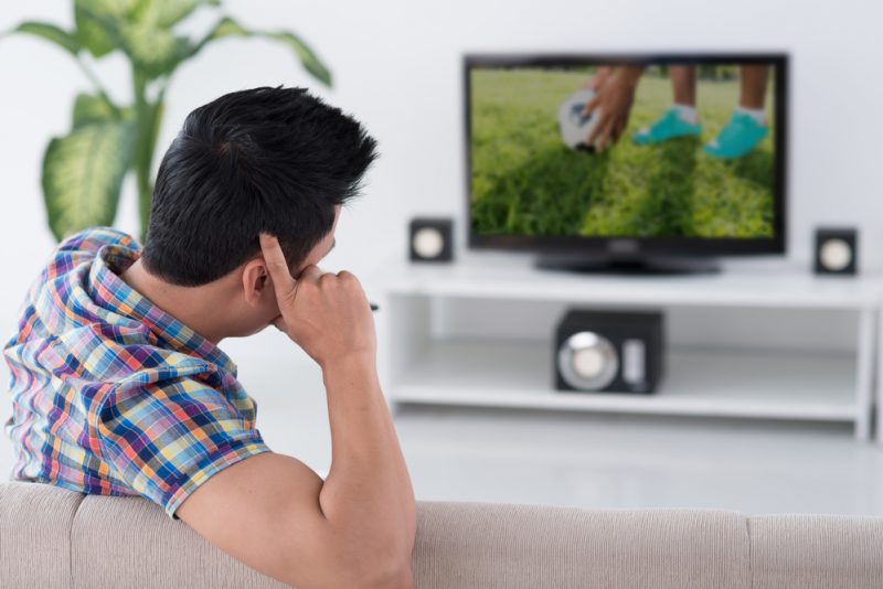 Man Watching TV Television Stand