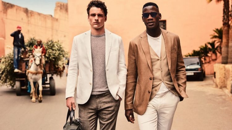 Models Simon Nessman and David Agbodji don chic summer style for Mango.
