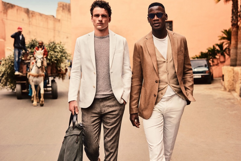Models Simon Nessman and David Agbodji don chic summer style for Mango.