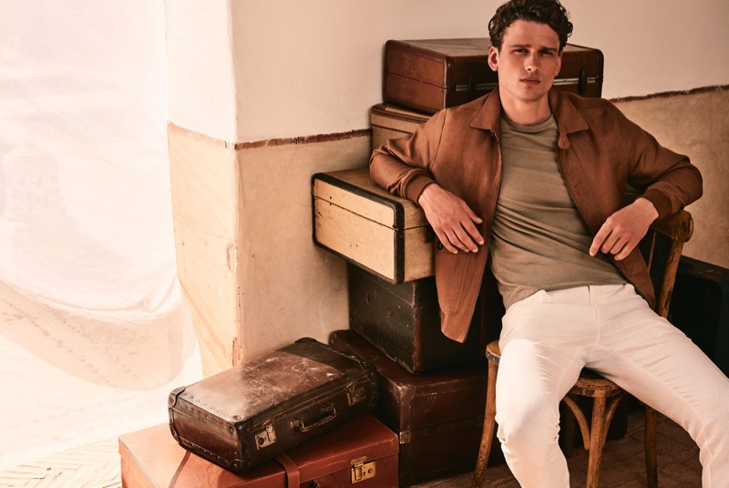 Canadian model Simon Nessman wears a summer look from Mango.