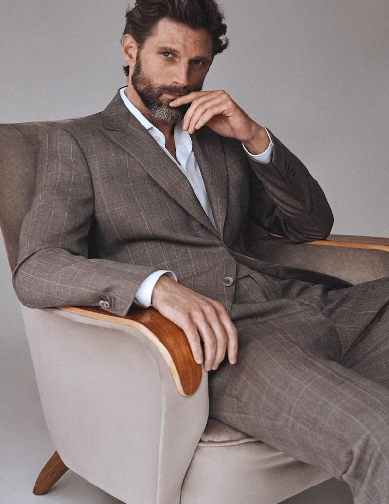 RJ Rogenski dons neutral tailoring from Massimo Dutti.