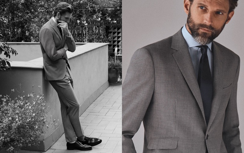 Model RJ Rogenski reunites with Massimo Dutti for a tailored outing.