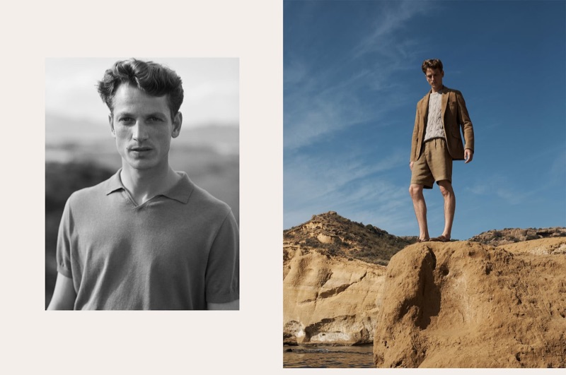 Josh Olins photographs Hugo Sauzay for Massimo Dutti.