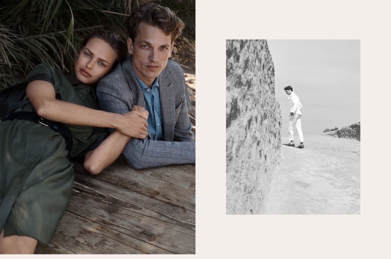 Birgit Kos and Hugo Sauzay wear fashions from Massimo Dutti's spring-summer 2019 Limited Edition collection.