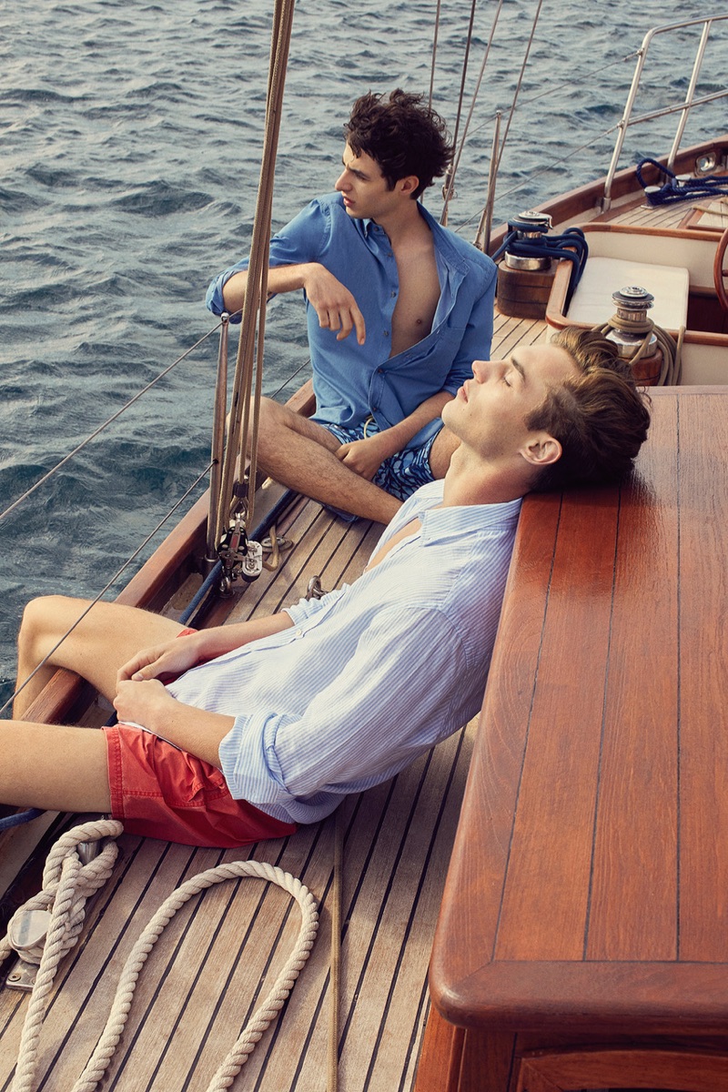 Enjoying a summer day, Kit Butler and Oscar Kindelan front Massimo Dutti's summer 2019 campaign.