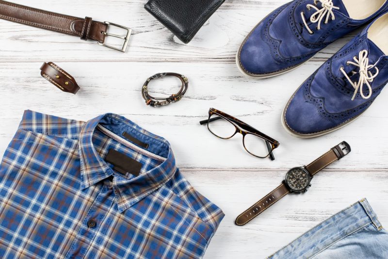 Man accessories in business style, gadgets, clothes, shoes