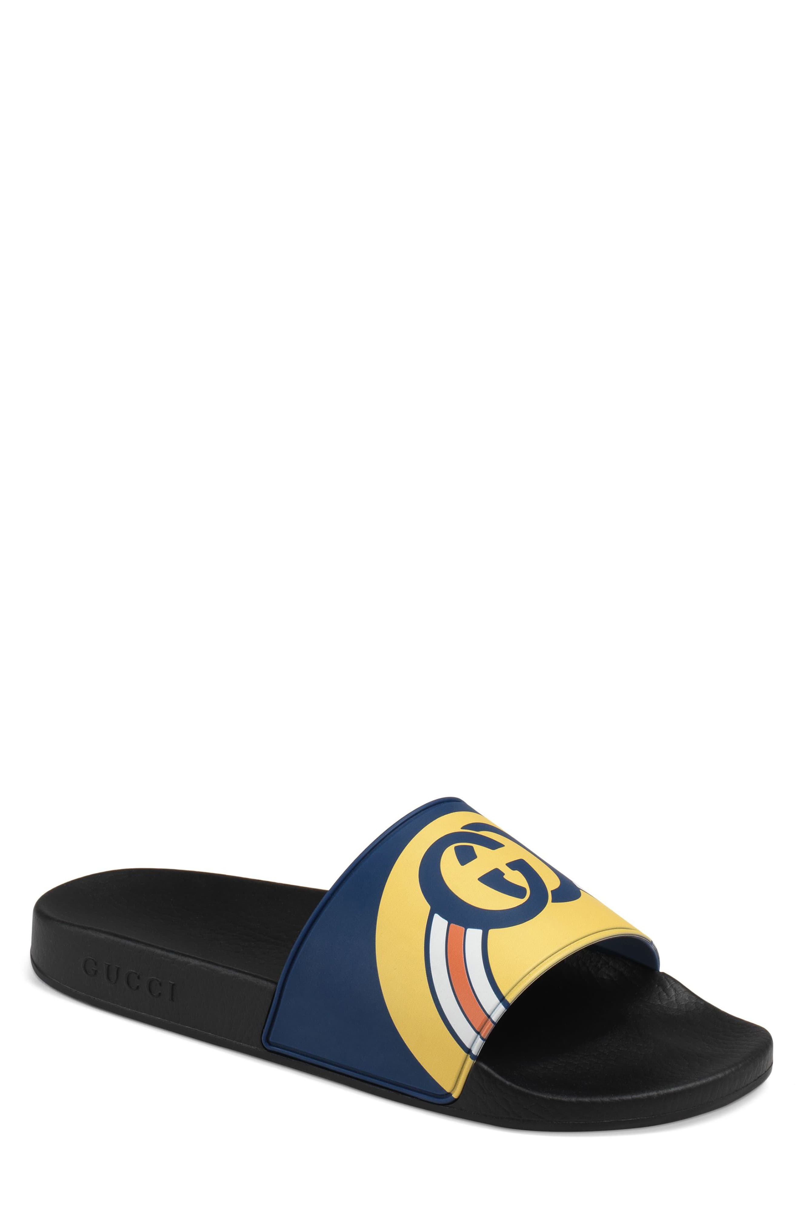 blue gucci slides mens